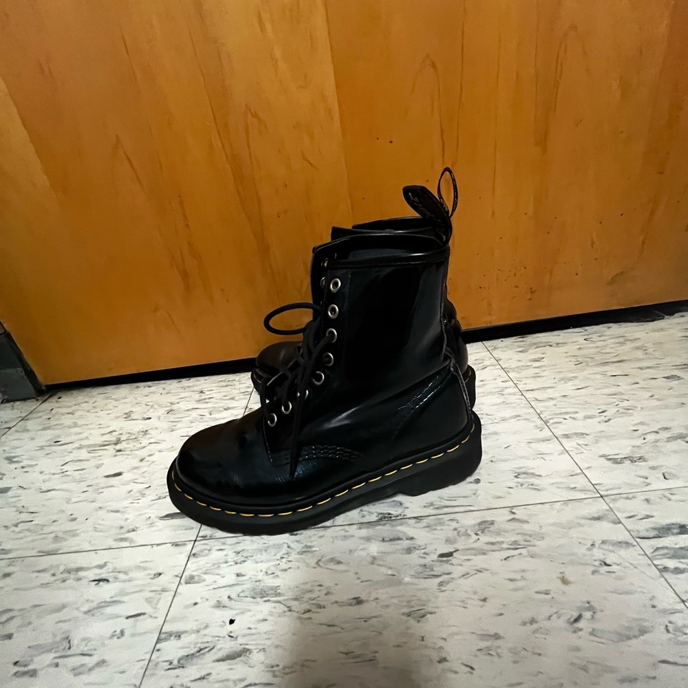 Dr. Martens Shiny Black Combat Boots - Picture 3 of 5